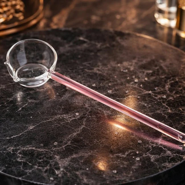 Heat Resistant Borosilicate Glass Tarka Spoon