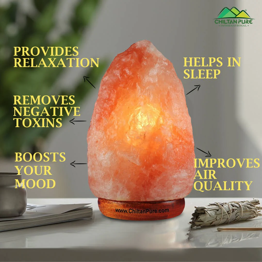 Natural Pink Salt Lamp [Large] – Set up a luxurious interior, emits calming amber, light up room, boosts mood & improves sleep – 100% natural salt - Image 4