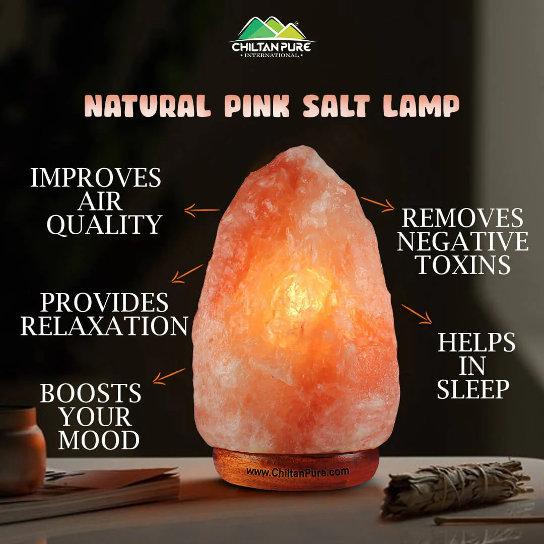 Natural Pink Salt Lamp [Large] – Set up a luxurious interior, emits calming amber, light up room, boosts mood & improves sleep – 100% natural salt - Image 5