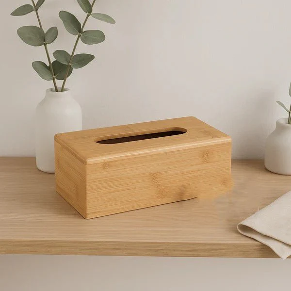 Premium Bamboo Wooden Tissue Box – Natural Finish (300g)