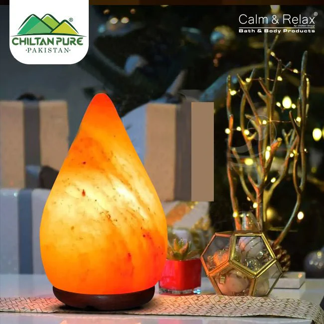 Hand Carved Raindrop Shape Pink Salt Lamp