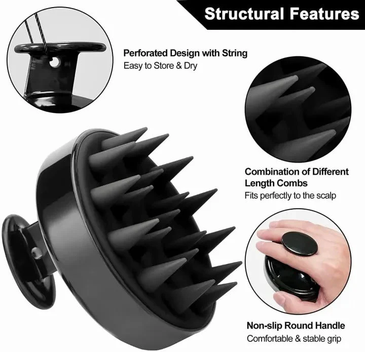 Silicon Head Scalp Massage Brush Shampoo Massager Brush with Soft Silicone Bristles For All Type Of Hairs Straight Curly Wet Dry For Men Women Children - Image 2