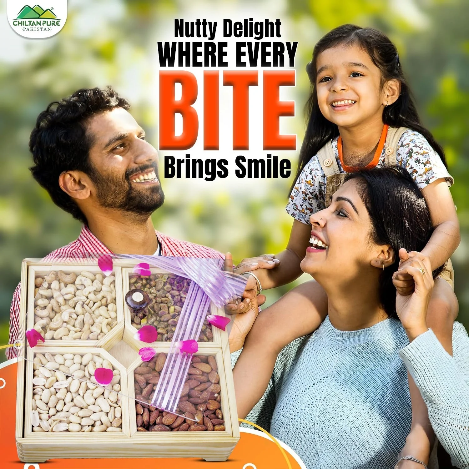 Square - Shaped Dry Fruits Wooden Box - with Almonds , Pistachios , Cashews , and Peeled Peanuts - Nutty Treat to Share Love with Loved Ones - Image 4